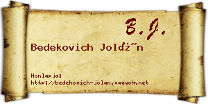 Bedekovich Jolán névjegykártya